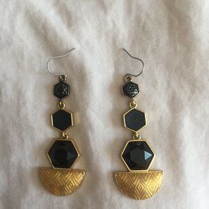 COPY - House of Harlow 1960 Black Hexagon Drop Earrings